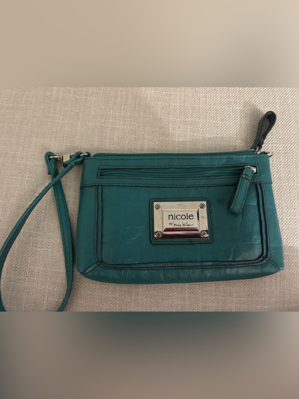 Nicole Teal Leather Wristlet